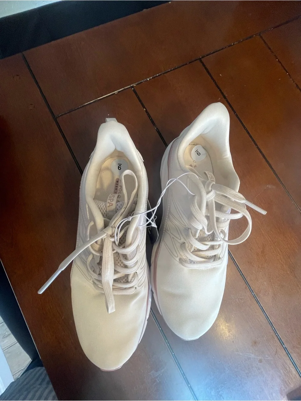U.S. Polo Assn. Women's Cream Sneakers with Pink Accent